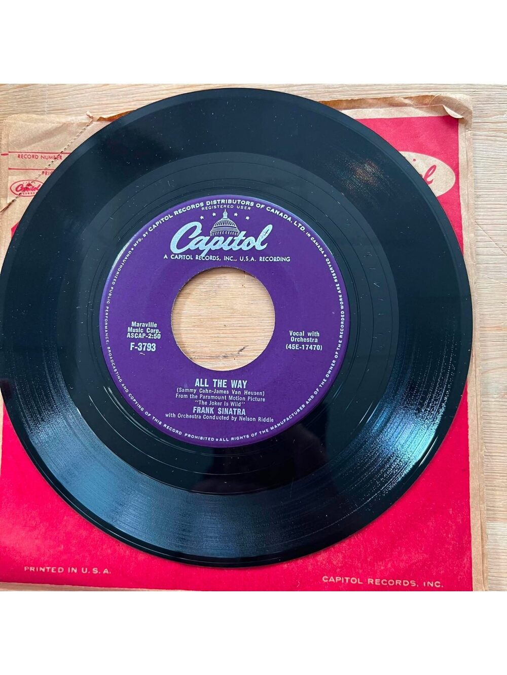 Frank Sinatra - All the Way/Chicago 45rpm VG+ R08